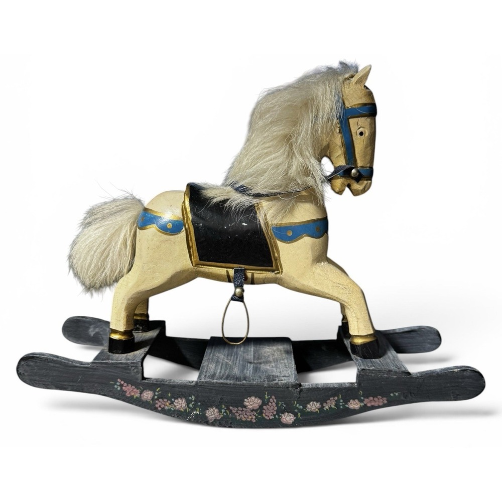 Vintage Ashton Drake Rock A Bye Wooden Rocking Horse Figurine 10" Decor